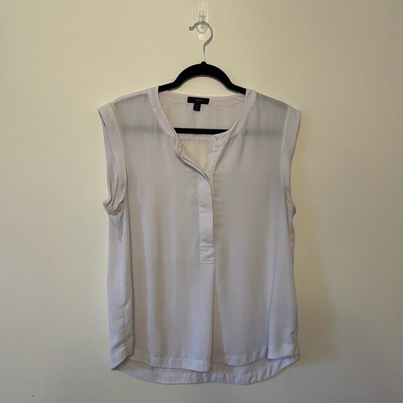 J. CREW 12 white tank top polyester button up minimalist classic basic elegant - Picture 1 of 9